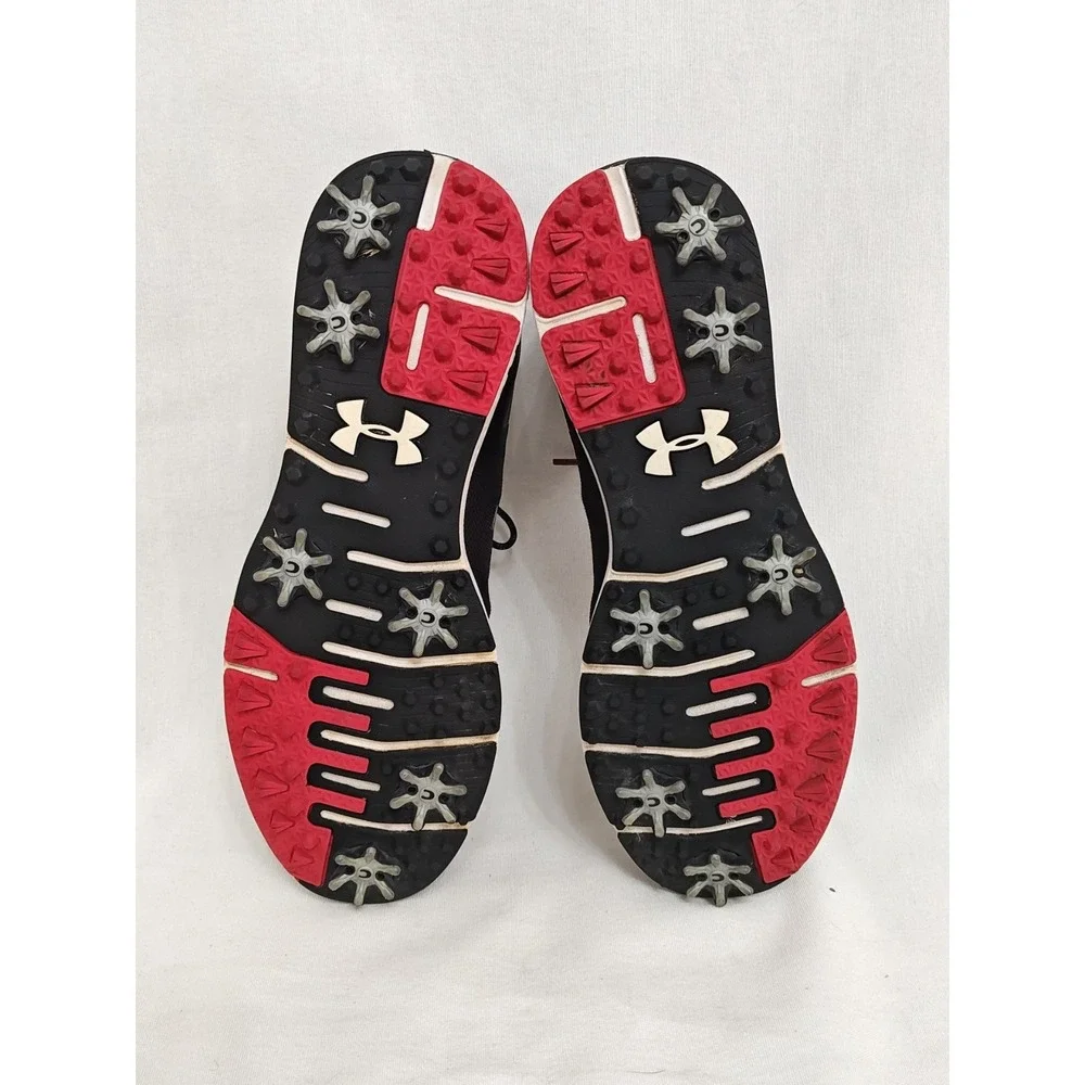 Under Armour Men's 8 Tempo Sport 2 Golf‎ Cleats Spikes Black Red Shoes Lace Up